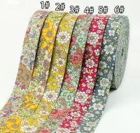 25mm wide cotton fabric ribbon red floral print #1,3,5,6 in stock